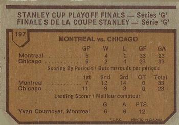 1973-74 O-Pee-Chee #197 1972-73 NHL Finals (Series G) Back