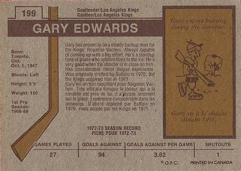 1973-74 O-Pee-Chee #199 Gary Edwards Back