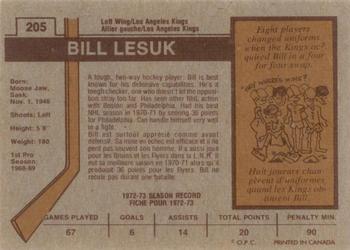 1973-74 O-Pee-Chee #205 Bill Lesuk Back