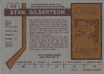 1973-74 O-Pee-Chee #212 Stan Gilbertson Back