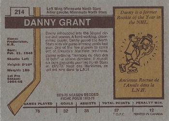 1973-74 O-Pee-Chee #214 Danny Grant Back