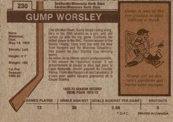 1973-74 O-Pee-Chee #230 Gump Worsley Back