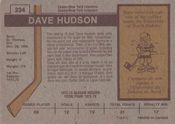 1973-74 O-Pee-Chee #234 Dave Hudson Back