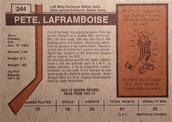 1973-74 O-Pee-Chee #244 Pete Laframboise Back