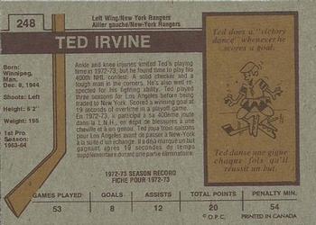 1973-74 O-Pee-Chee #248 Ted Irvine Back