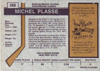 1973-74 O-Pee-Chee #252 Michel Plasse Back