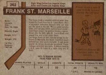 1973-74 O-Pee-Chee #262 Frank St. Marseille Back