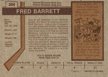 1973-74 O-Pee-Chee #264 Fred Barrett Back