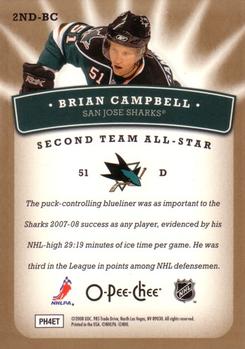 2008-09 O-Pee-Chee - Second Team All-Stars #2ND-BC Brian Campbell Back