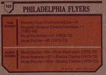 1973-74 Topps #103 Philadelphia Flyers Team Back