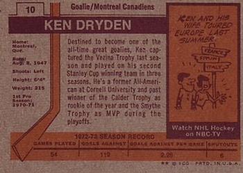 1973-74 Topps #10 Ken Dryden Back