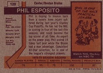 1973-74 Topps #120 Phil Esposito Back