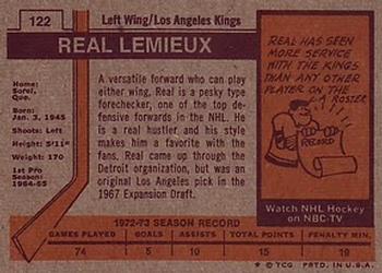 1973-74 Topps #122 Real Lemieux Back