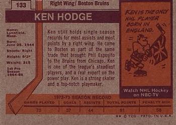 1973-74 Topps #133 Ken Hodge Back