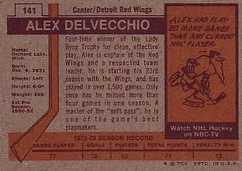1973-74 Topps #141 Alex Delvecchio Back