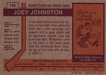 1973-74 Topps #143 Joey Johnston Back