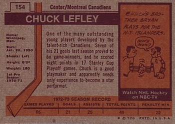 1973-74 Topps #154 Chuck Lefley Back