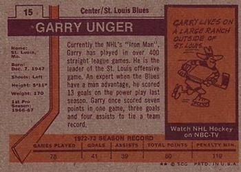1973-74 Topps #15 Garry Unger Back