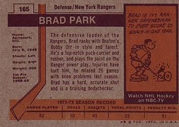 1973-74 Topps #165 Brad Park Back