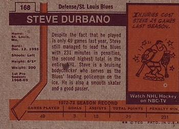 1973-74 Topps #168 Steve Durbano Back