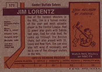 1973-74 Topps #171 Jim Lorentz Back