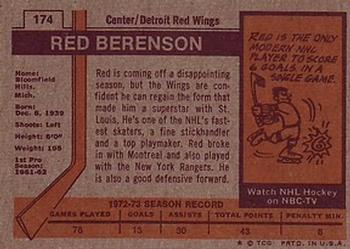 1973-74 Topps #174 Red Berenson Back