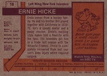 1973-74 Topps #18 Ernie Hicke Back