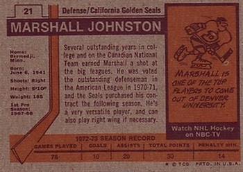 1973-74 Topps #21 Marshall Johnston Back