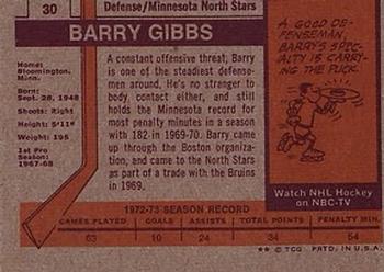 1973-74 Topps #30 Barry Gibbs Back