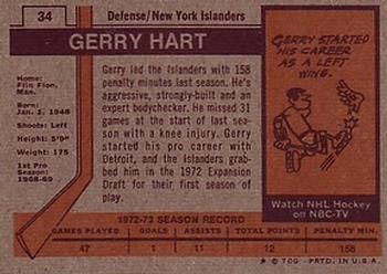 1973-74 Topps #34 Gerry Hart Back
