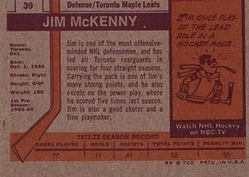 1973-74 Topps #39 Jim McKenny Back