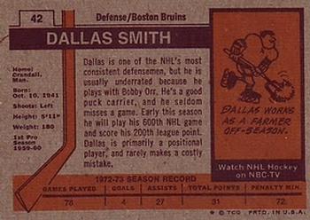 1973-74 Topps #42 Dallas Smith Back