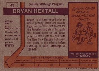 1973-74 Topps #43 Bryan Hextall Back