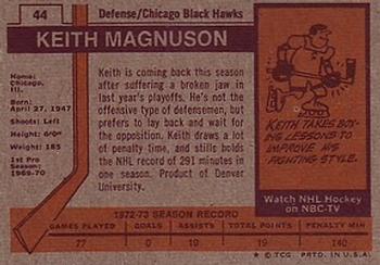 1973-74 Topps #44 Keith Magnuson Back
