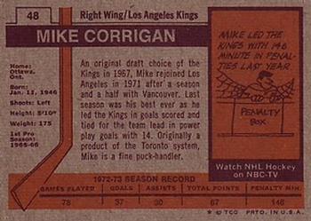 1973-74 Topps #48 Mike Corrigan Back