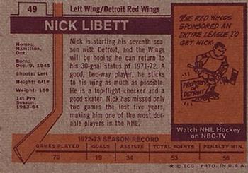 1973-74 Topps #49 Nick Libett Back