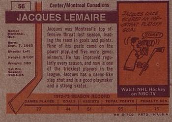 1973-74 Topps #56 Jacques Lemaire Back
