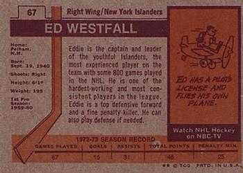 1973-74 Topps #67 Ed Westfall Back