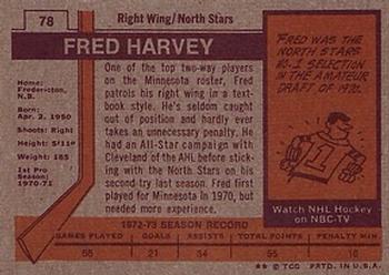 1973-74 Topps #78 Fred Harvey Back