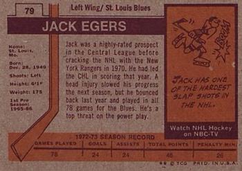 1973-74 Topps #79 Jack Egers Back