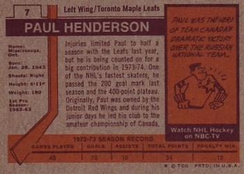 1973-74 Topps #7 Paul Henderson Back