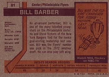 1973-74 Topps #81 Bill Barber Back