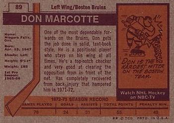 1973-74 Topps #89 Don Marcotte Back