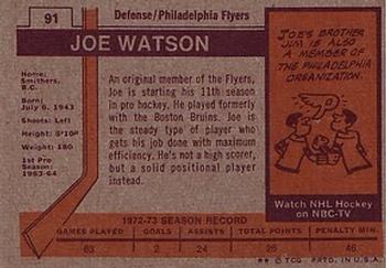 1973-74 Topps #91 Joe Watson Back