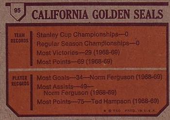 1973-74 Topps #95 California Golden Seals Team Back