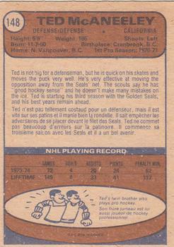 1974-75 O-Pee-Chee #148 Ted McAneeley Back