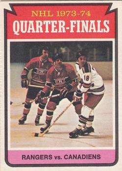 1974-75 O-Pee-Chee #210 Quarter-Finals (Rangers vs. Canadiens) Front