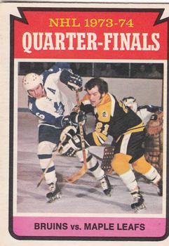 1974-75 O-Pee-Chee #211 Quarter-Finals (Bruins vs. Maple Leafs) Front
