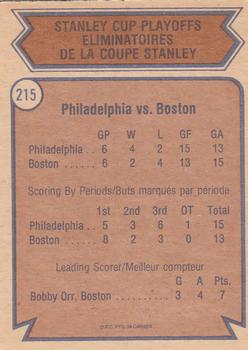 1974-75 O-Pee-Chee #215 Finals (Flyers vs. Bruins) Back