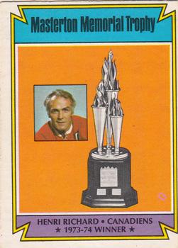 1974-75 O-Pee-Chee #243 Masterton Memorial Trophy Front